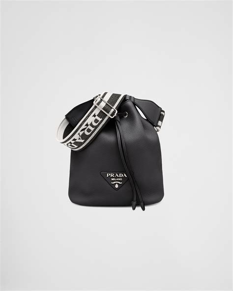 prada leather bucket bag|Prada wicker bucket bag.